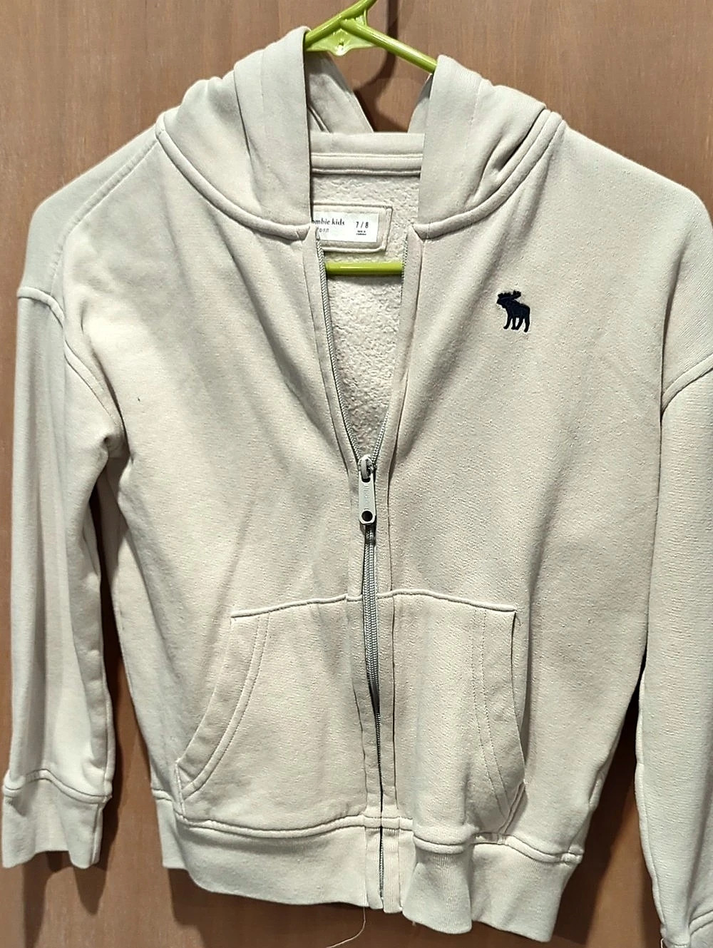 Abercrombie Kids Relaxed Fit Zip-Up Hoodie Girls 7/8 White